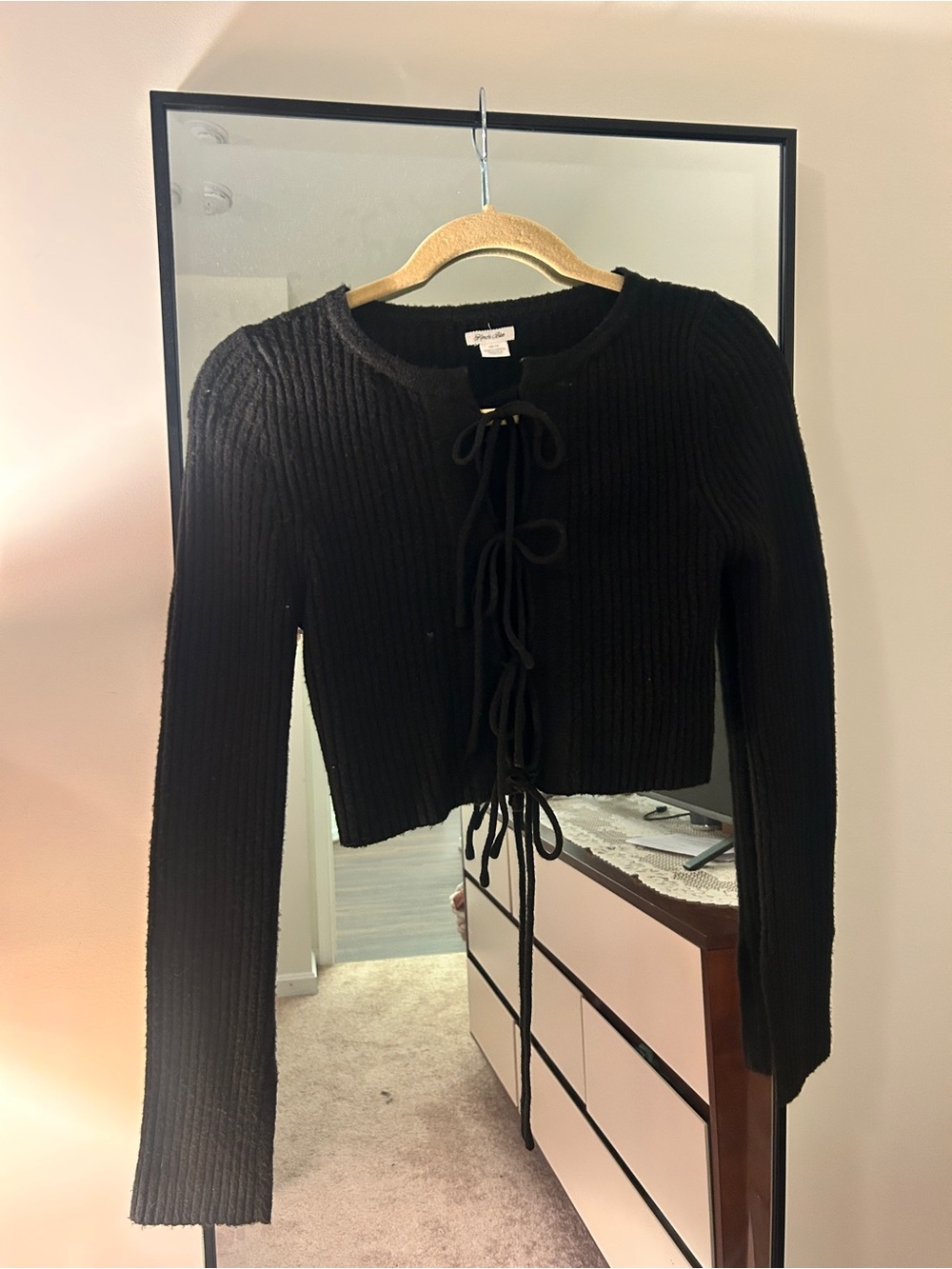 Urban Outfitters Black Lace-Up Crop Sweater
